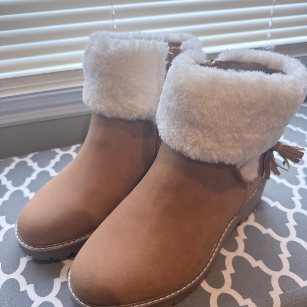 Torrid Tan Ankle Boots with Faux Fur Lining